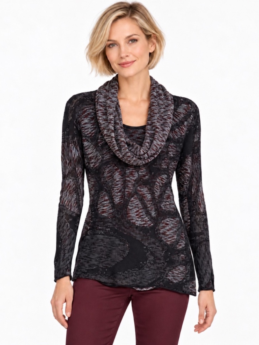 NIC+ZOE Textured Knit Top & Matching Infinity Scarf Set – Small